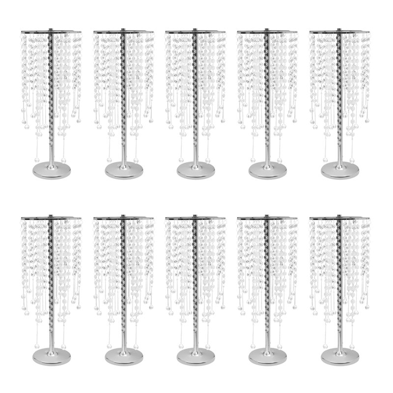 10 pièces pour table en cristal argent / or pour mariage et fêtes , H 21,7 po x l 7,9 po x P 7,9 po, Argent