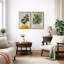 Boho de style Mid-Century moderne, "Bold Bright Yellow & Green Leaves-70115283-70115284