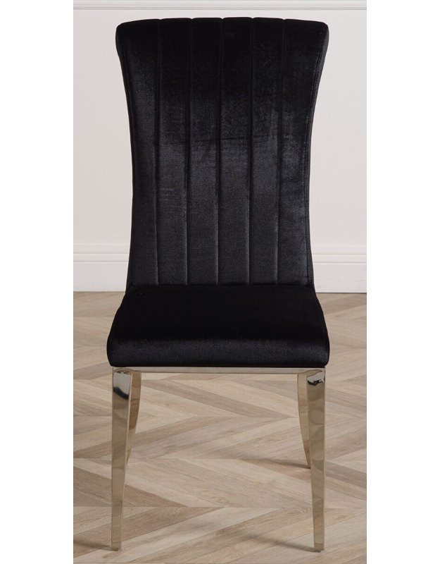Adaliene 47cm H Velvet Upholstered Upholstered Back Side Chair, Black