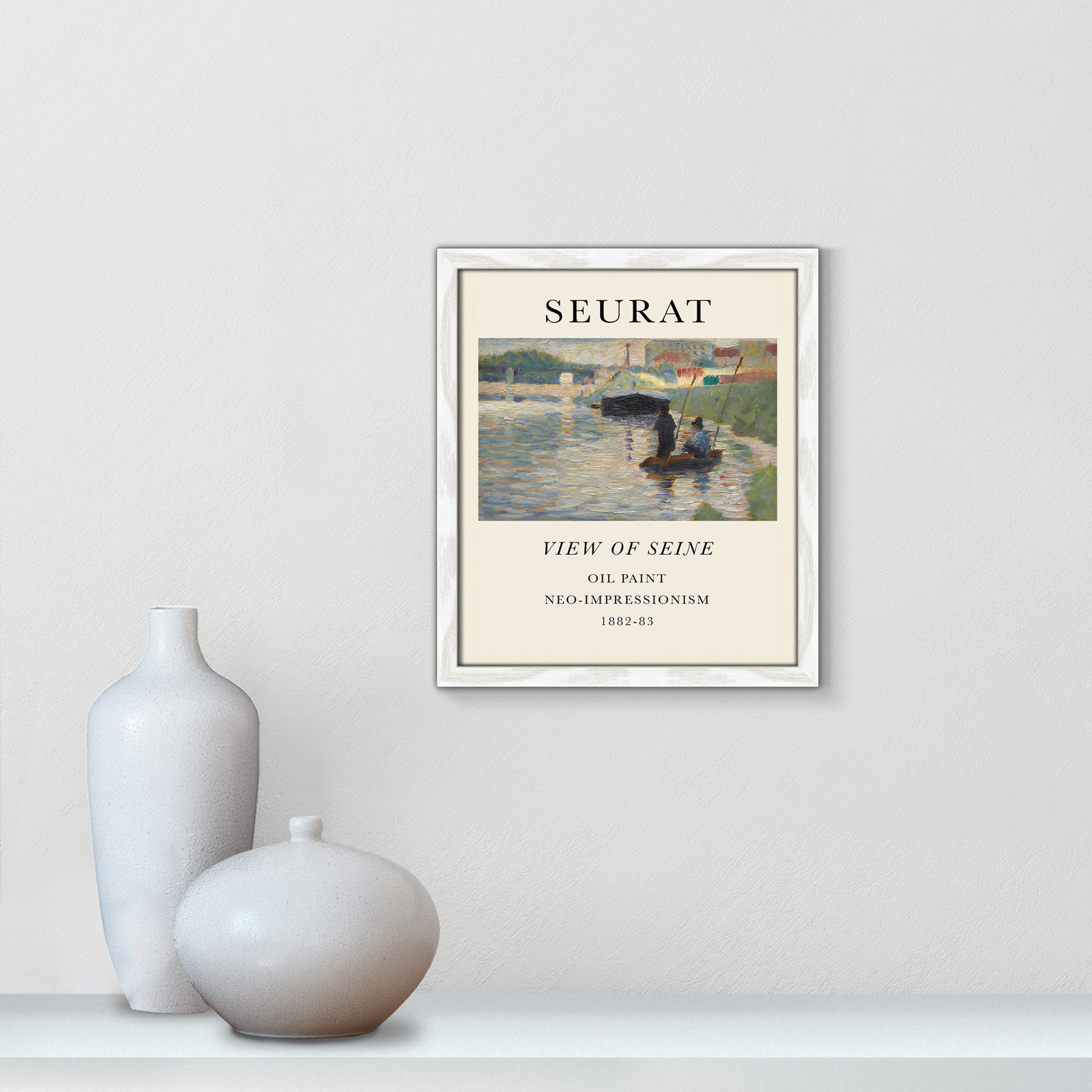 View Of Seine by Georges Seurat, No, White Single Picture Frame, 23" H x 17" W x 0.75" D