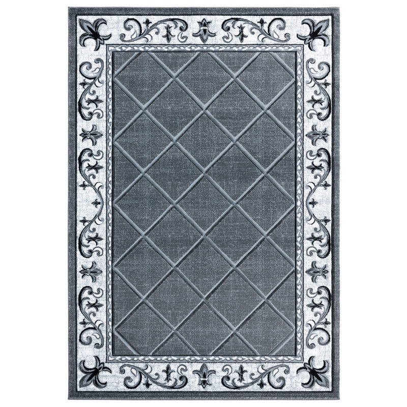 Tapis gris / blanc Godsey, Rectangle 1 pi 10 po x 2 pi 8 po