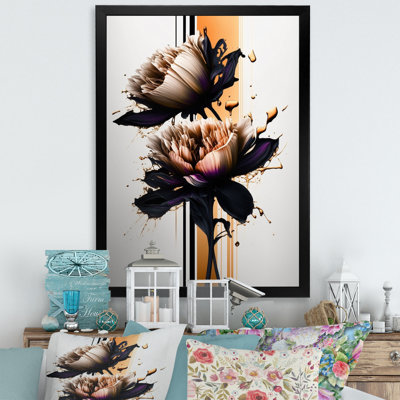 Fleur de dahlia orange sur fond abstrait I - Peinture sur toile