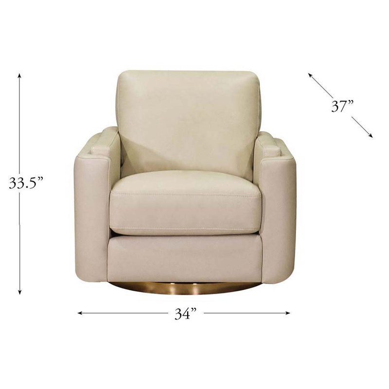 Fauteuil pivotant en cuir Fleishman, Cuir véritable blanc ivoire Fleishman