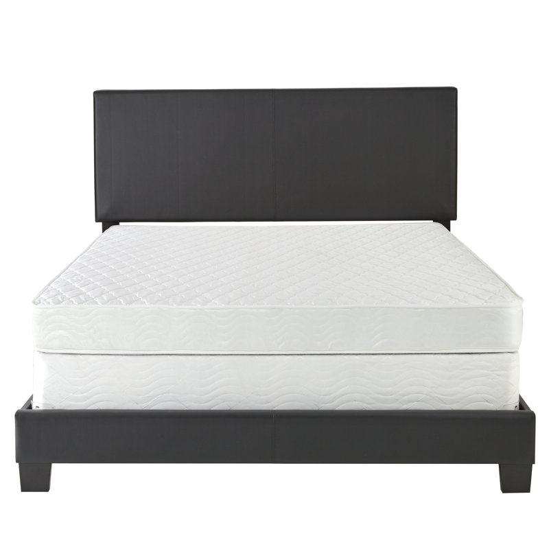 Modern Twin Faux Leather Upholstered Bed with Wood Frame