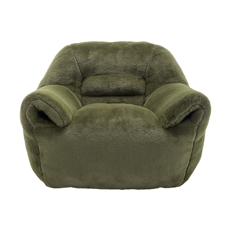 Bean Bag Chair, Green Faux Fur