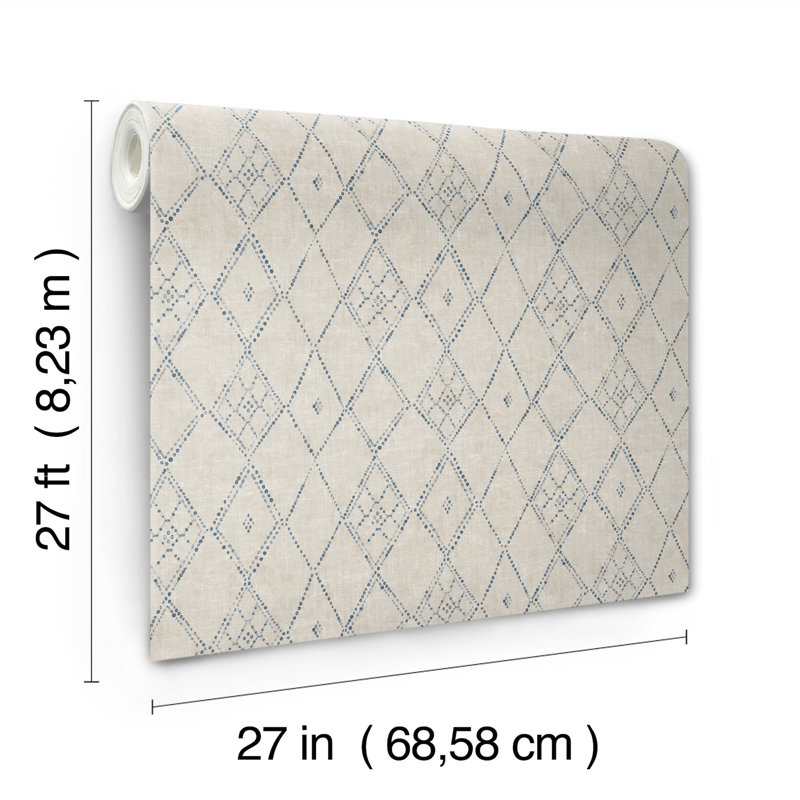 Rouleau de papier peint lisse L 27 pi x l 27 po Souk Diamonds, Bleu