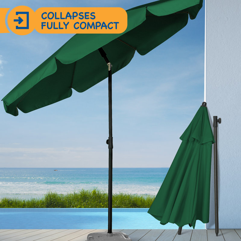 SUNMER 2M Beach Umbrella with Tilt Mechanism, Green