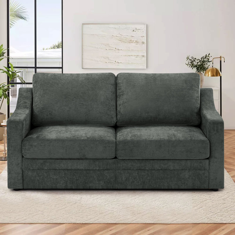 67" Upholstered Loveseat Modern Sofa With Thickened Cushions, Comfy Chenille 2-Seater Couch With Wider Armrests For Bedroom, Apartment, Office