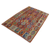 Tapis orange en laine fait à la main de conception unique 8 pi 3 po x 9 pi 10 po Loxton