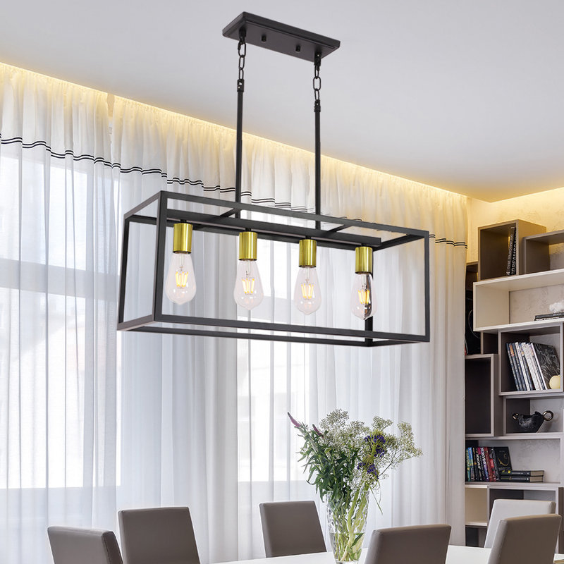 Guiterrez 4 - Light Kitchen Island Pendant, Black Brass