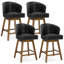 Tabouret de bar pivotant à 360 ° en forme de U avec base en bois d'hévéa, confort à ressorts, capacité de 350 lb (ensemble de 4)-2135404802