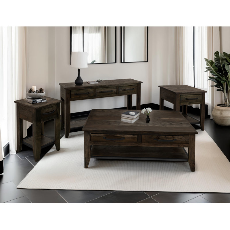 Dark Teak 1 Drawer, 1 Shelf, End Table