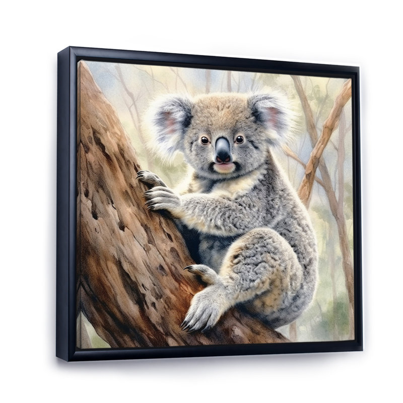 Koala Serenity II sur toile, Cadre flottant noir, H 16 po x l 16 po x P 1 po