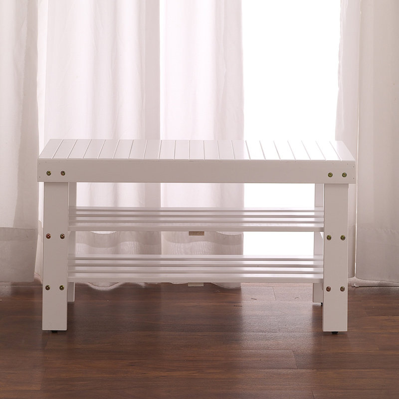 Banc à chaussures en bois massif de qualité, Blanc