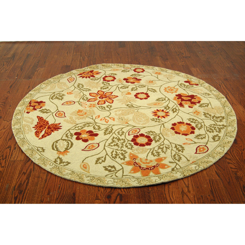 Tapis multicolore en laine fait à la main Hollander, Rond 4 pi