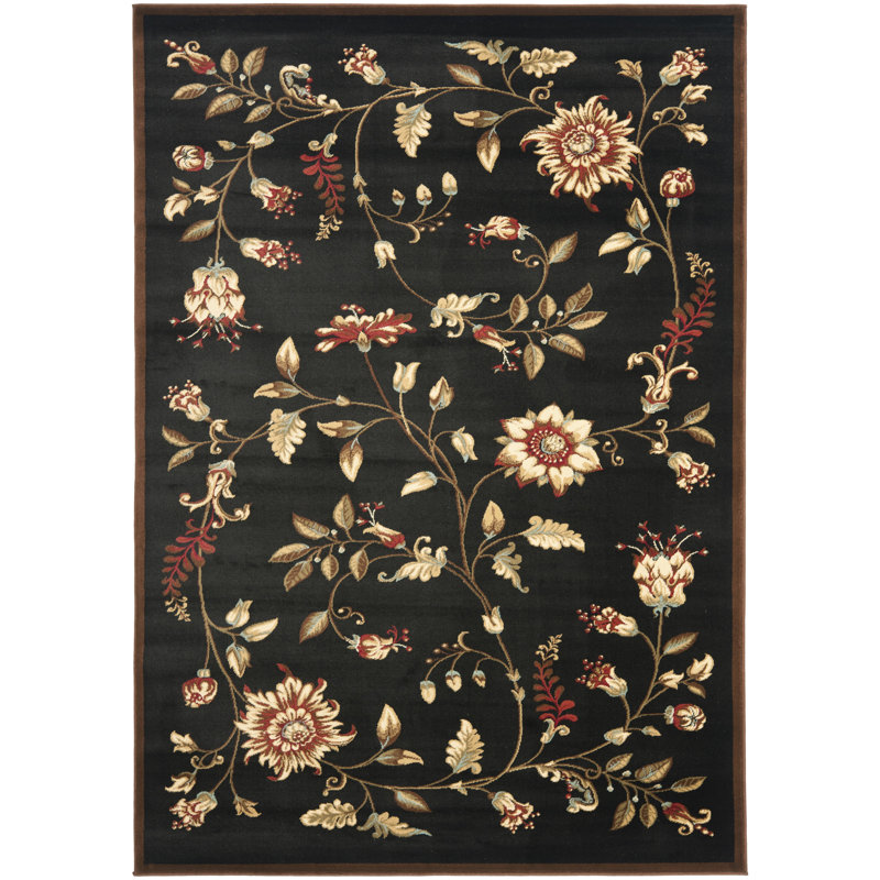 Tapis à motif floral Carolane, Rectangle 6 pi 7 po x 9 pi 6 po