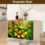 Buffet Buffet avec rangement Vibrant vert orange, papillons, feuilles de tournesol et vert avec 2 portes pour le salon et la cuisine