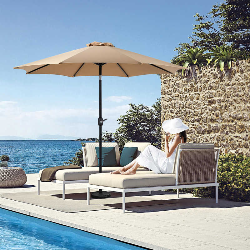 Parasol d'extérieur pour l'extérieur avec bouton poussoir et manivelle