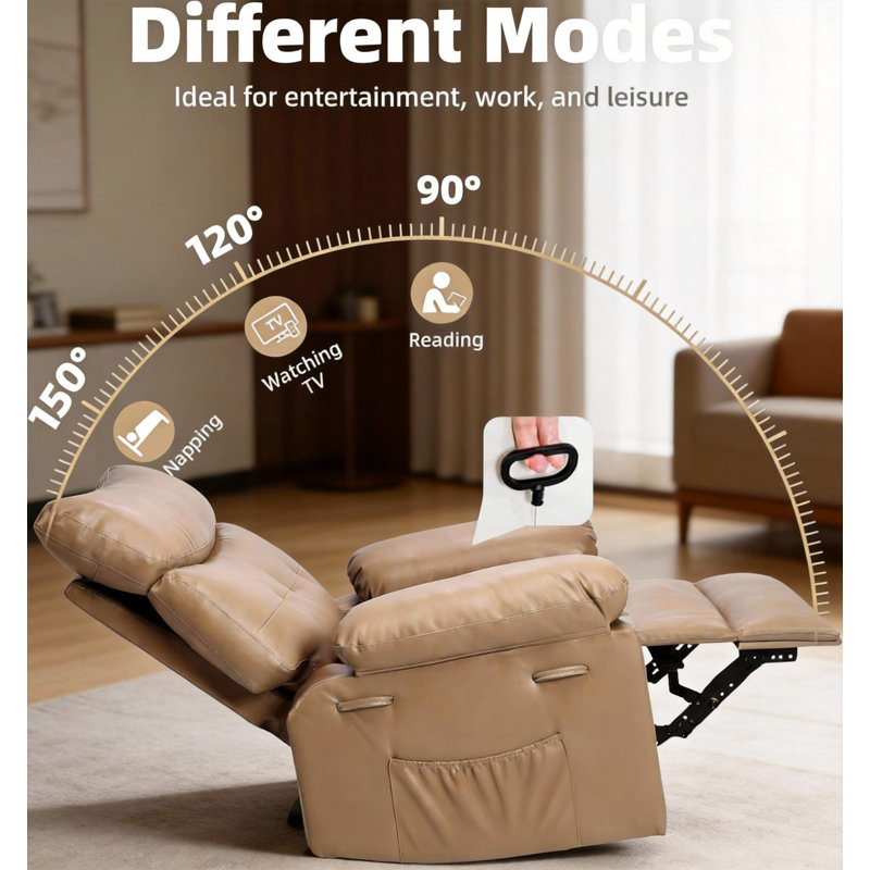 360° Rocker Swivel Recliner, Oversized Wide, Tan