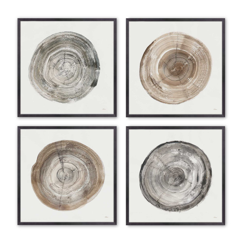 Anneaux du temps, ensemble de 4 impressions sur toile, H 13,5 po x l 25,5 po x P 1,25 po, Cadre en zinc patiné