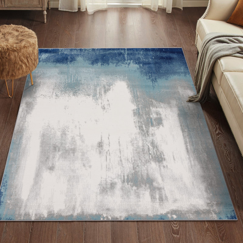 Tapis gris / bleu Elkmont, Rectangle 8 pi x 10 pi