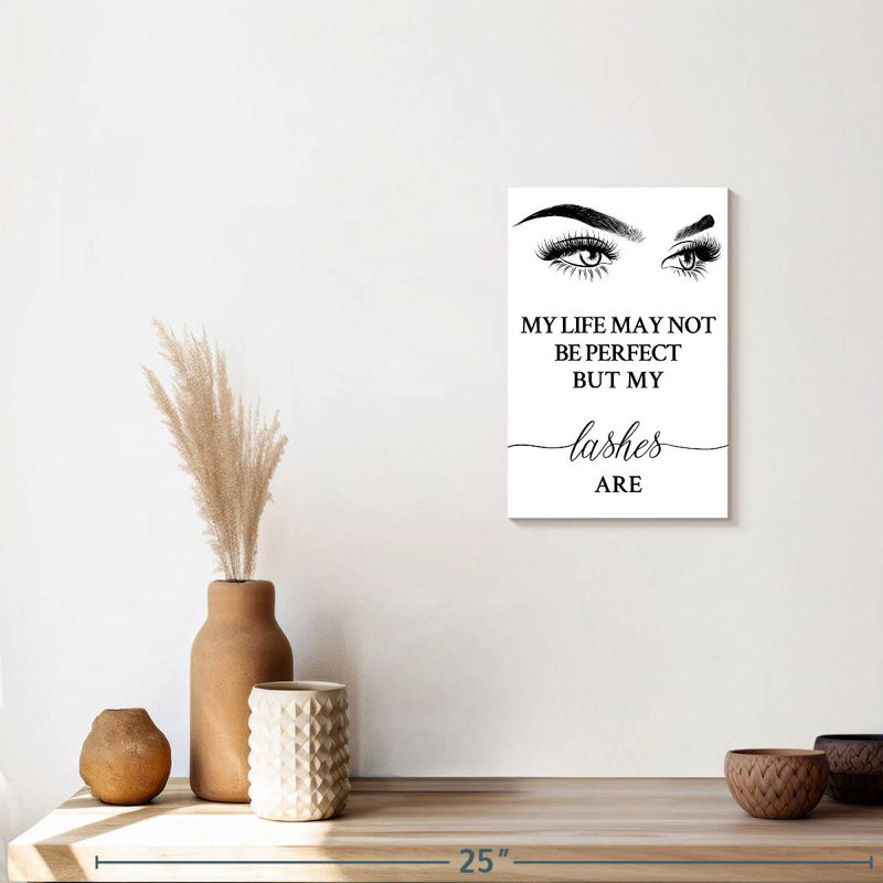 " Perfect Lashes Typography " by Enchanté Designs, 12" H x 8" W x 1" D