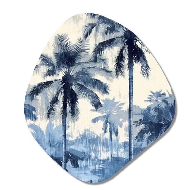 Décoration murale irrégulière en métal Petar - Palmiers et palmiers en forme de nébuleuse, H 28 po x l 25 po x P 1 po