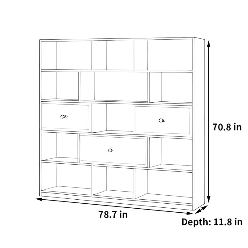 Patnaude, (5 Shelves) 70.8"H x 78.7"W x 11.8"D