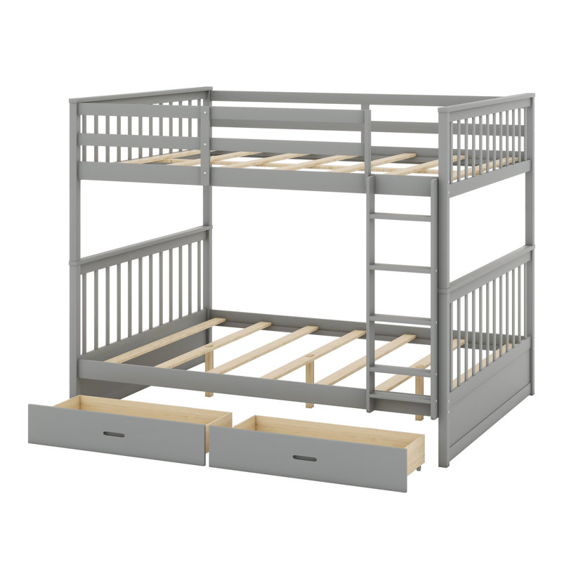 Lit superposé double au-dessus de double avec tiroirs Jonalyn Kids, Gris