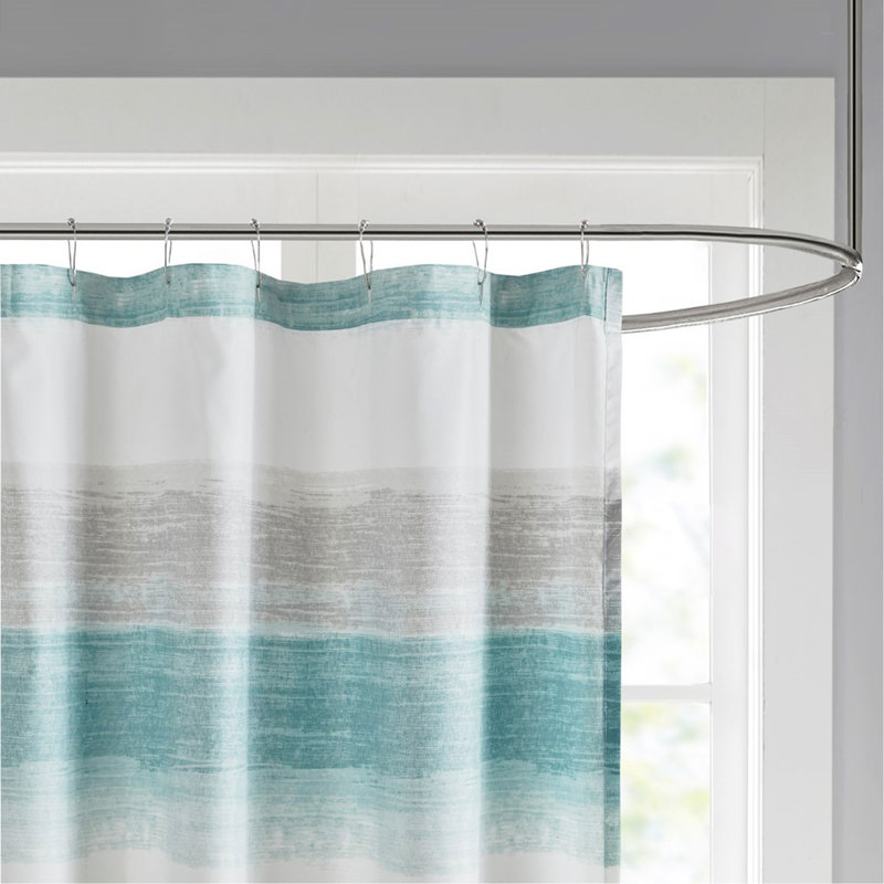 Rideau de douche à rayures à rayures turquoise / gris 72 po x 72 po