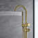 Circular Double Handle Floor Mounted Clawfoot Tub Faucet
