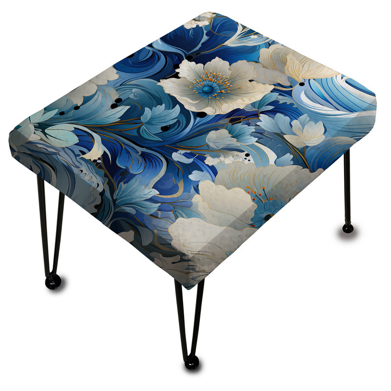 Coastal Breeze Paisley Pattern II - Paisley Rectangle Ottoman