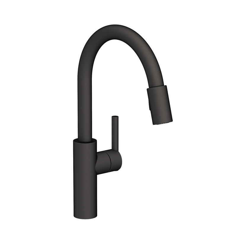 East Linear Pull Down Single Handle Kitchen Faucet, Flat Black