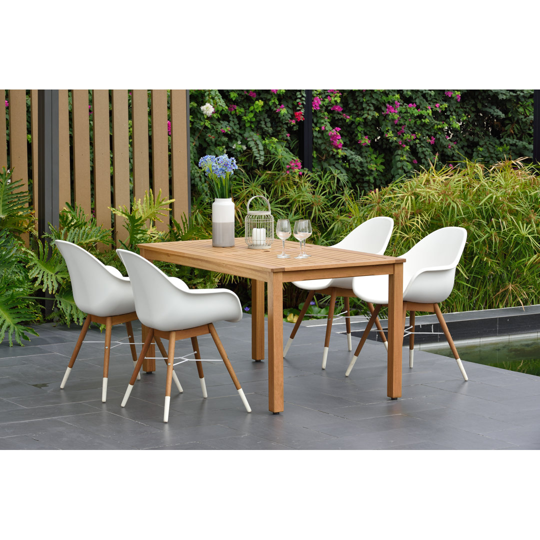 Anautica 5 Piece Teak Finish Outdoor Furniture Dining Set Lark Manor™