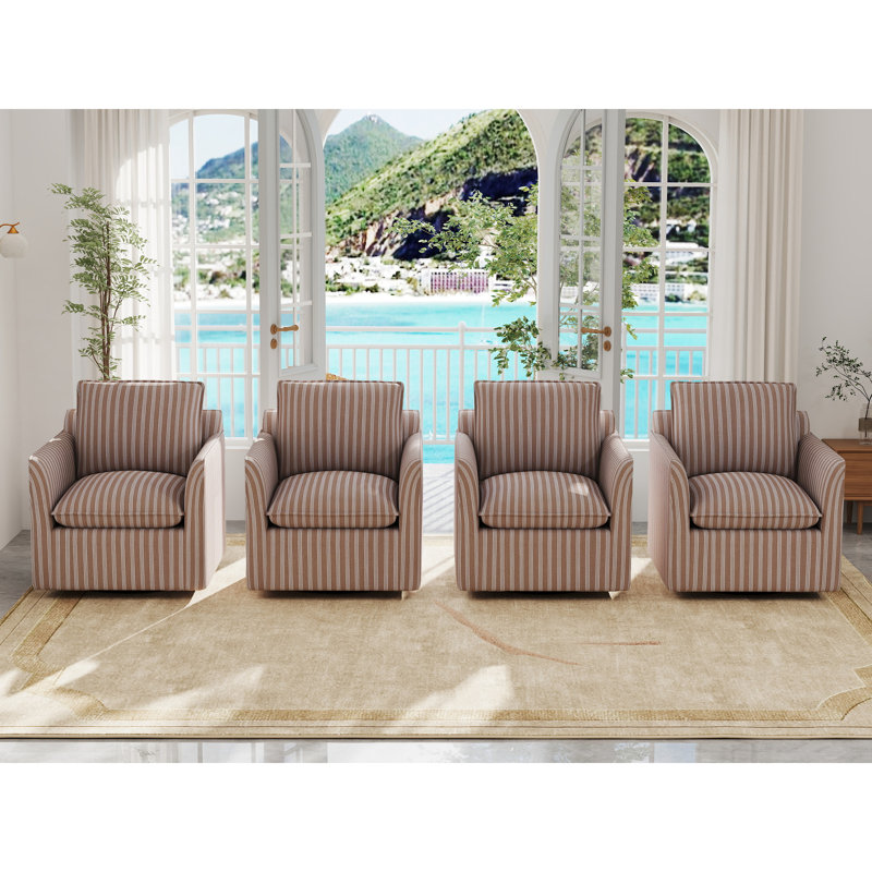 Fauteuil demi-tonneau pivotant à coussins amovibles Hylee, Brun, 4