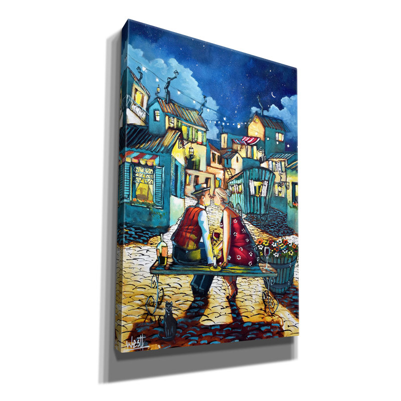 «First Kiss» par Ronald West, art mural sur toile, H 18 po x l 12 po x P 0,75 po