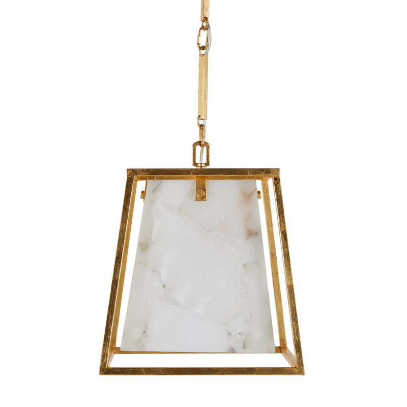 Lustre géométrique unique à 4 lumières avec accents albâtre Stacey, Or doré