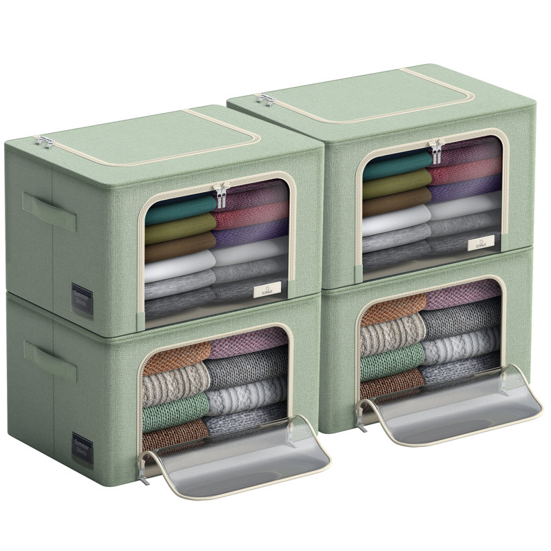 Boîte de rangement avec fenêtre, contenants de rangement en tissu avec grande fenêtre transparente et poignées de transport
