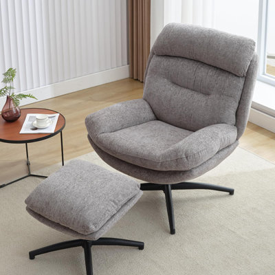 Beric Upholstered Swivel Accent Chair with Ottoman