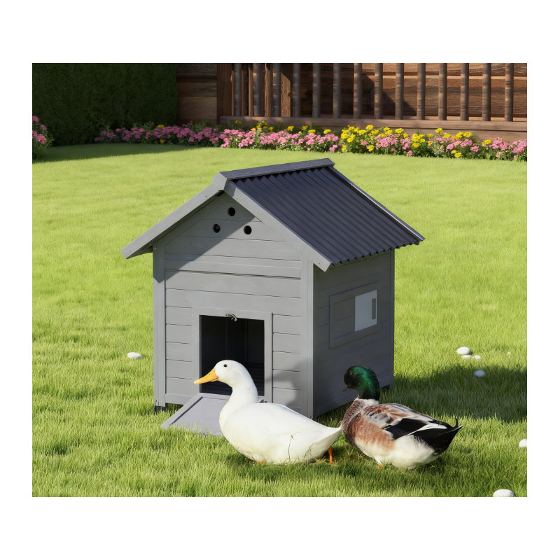 Maison pour animaux en bois - Toit ouvrable, portes doubles, gris clair