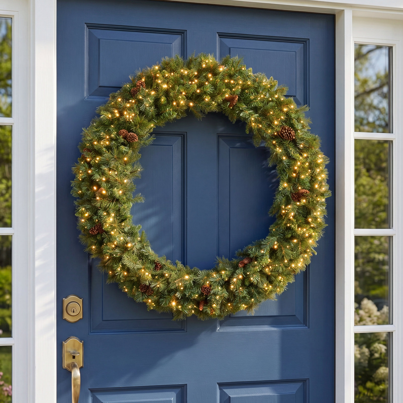 Pre-Lit Spruce Wreath, 60"