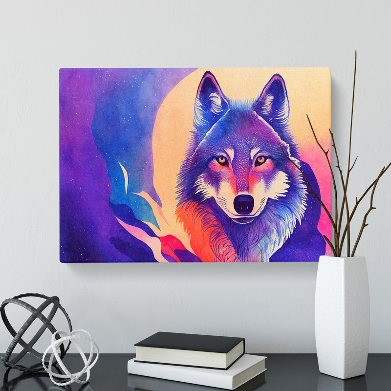 Watercolour Wolf Vol.3 Abstract - Wrapped Canvas, 50cm H x 76cm W x 3cm D