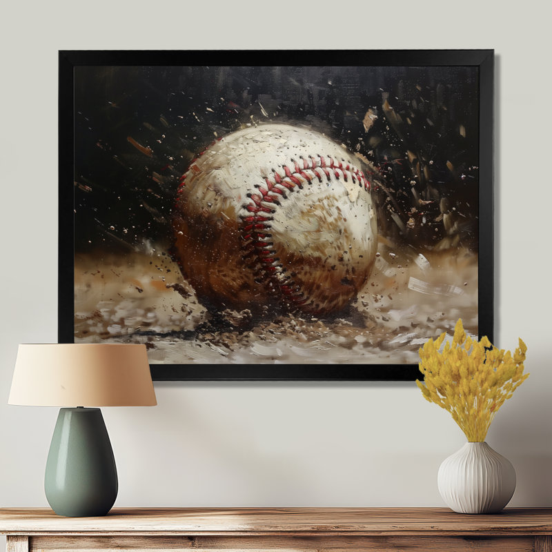 Baseball gros plan Home Run - décoration murale baseball sport, H 16 po x l 32 po x P 1 po, Toile tendue