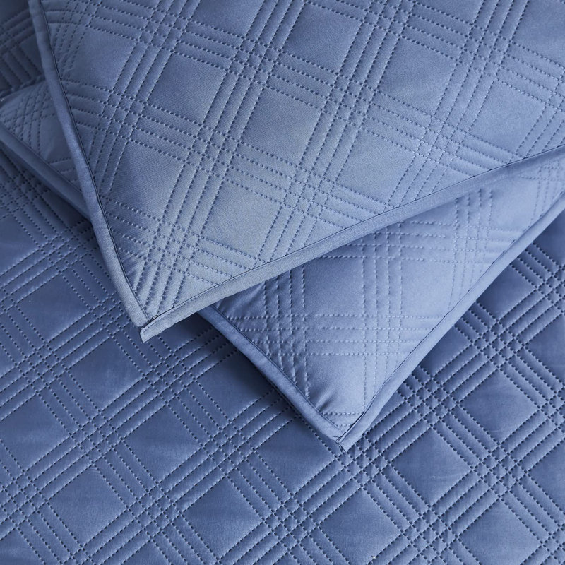 Polyester Percale Quilt, King Quilt + 2 Standard Shams, Deep blue