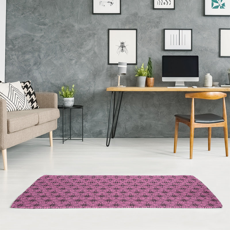 Tapis zone rose ornée cercles, Rectangle 2 pi x 3 pi