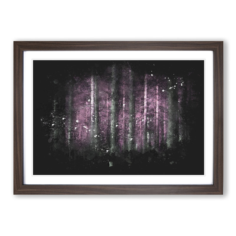 Forest In Pink Paint Splash - Picture Frame Graphic Art, Walnut Framed, 45cm H x 63cm W x 2cm D