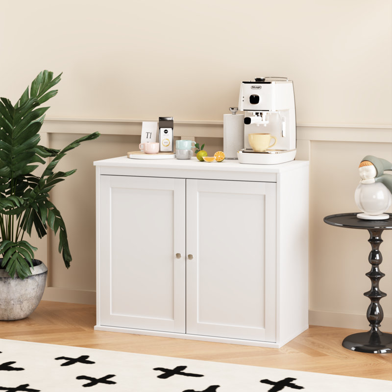 Armoire de rangement à double porte avec tablettes réglables et ensemble anti-basculement, buffet polyvalent pour la cuisine, la salle à manger, le salon et le vestibule, fabrication en panneau de fibres à densité moyenne durable