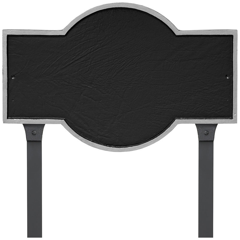 Plaque d'adresse rectangulaire avec piquets Canterbury, Noir / argent, Oui
