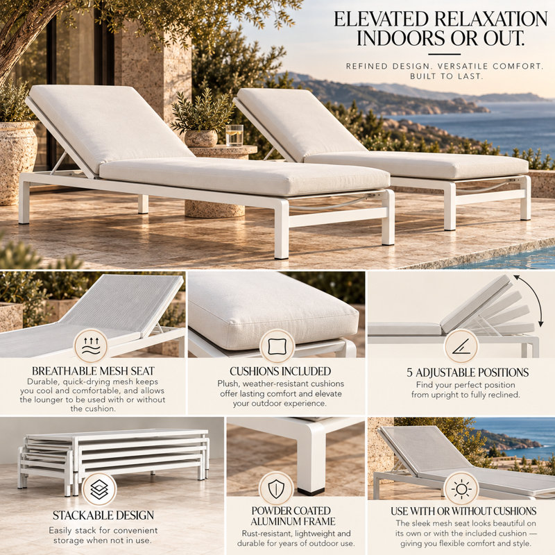 Olly Outdoor Chaise Lounge, White