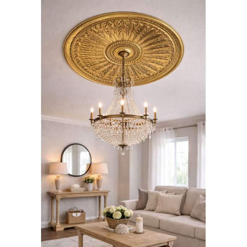 Demi-coupe médaillon de plafond doré classique 28 po